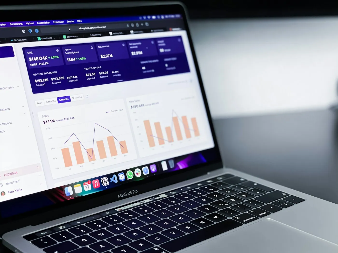 Search campaign dashboard with bar charts