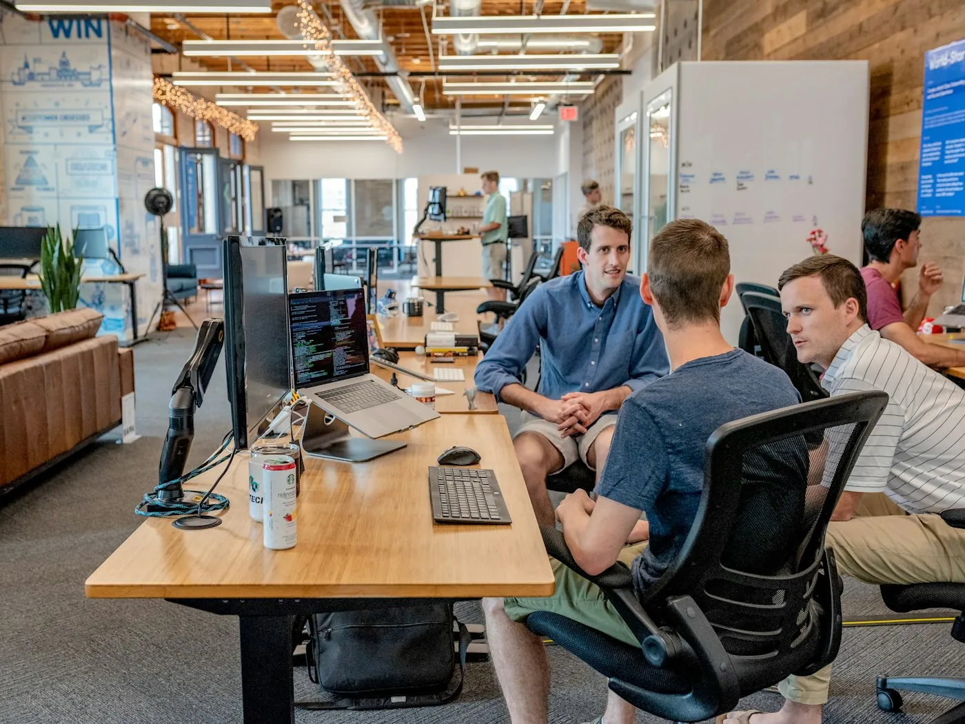 A marketing team collaborating around a table